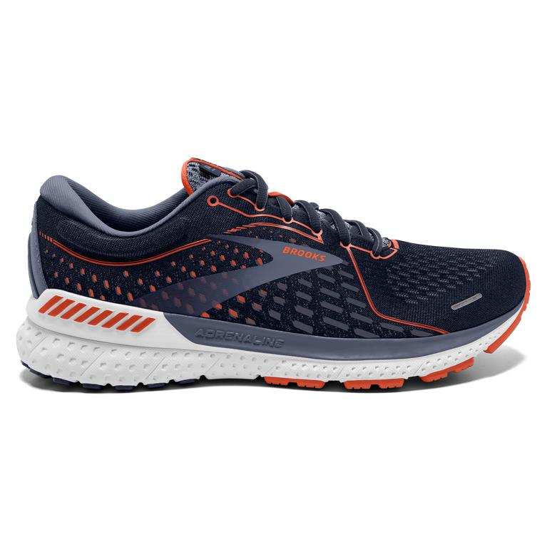 Brooks Adrenaline GTS 21 Men's Road Running Shoes - Navy/Red Clay/Gray (60593-YAIS)